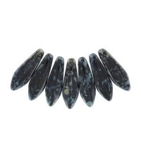 Czech Glass Daggers beads 5x16mm Jet Picasso 23980-43400
